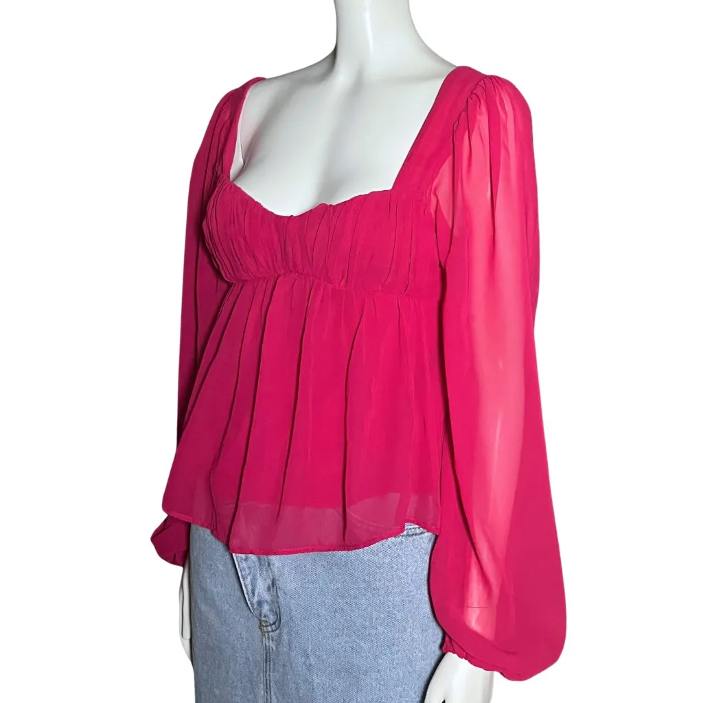 Abercrombie & Fitch Pink Babydoll Top Long Sleeve Y2K. XS Barbie Girlhood Blouse - Image 2