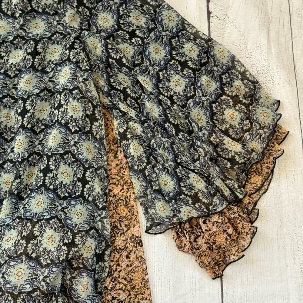 Free People Gabi Tunic Top size small black tan ruffles NEW - Image 8