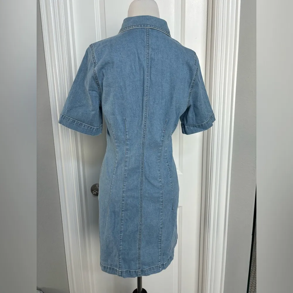 Denim Seamed Mini Shirtdress in Palermo Wash NWOT - Image 8
