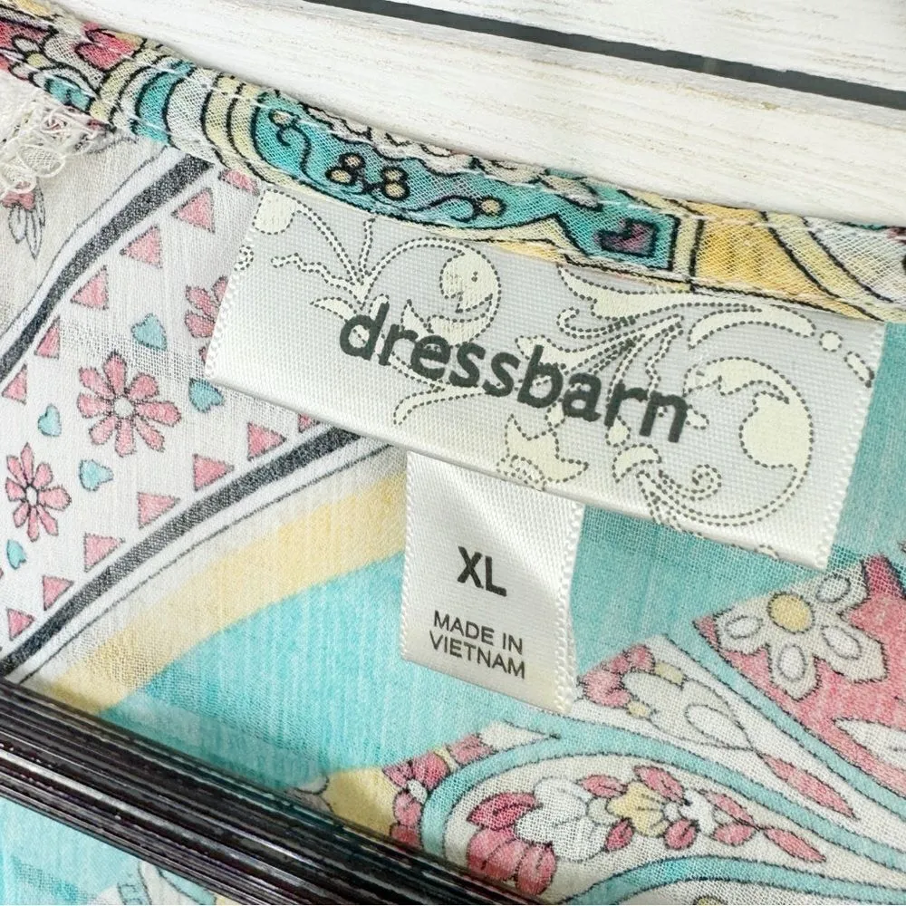 Dress Barn Paisley Boho Sheer Kimono Cardigan Topper XL Sheer Chiffon‎ Lace - Image 9