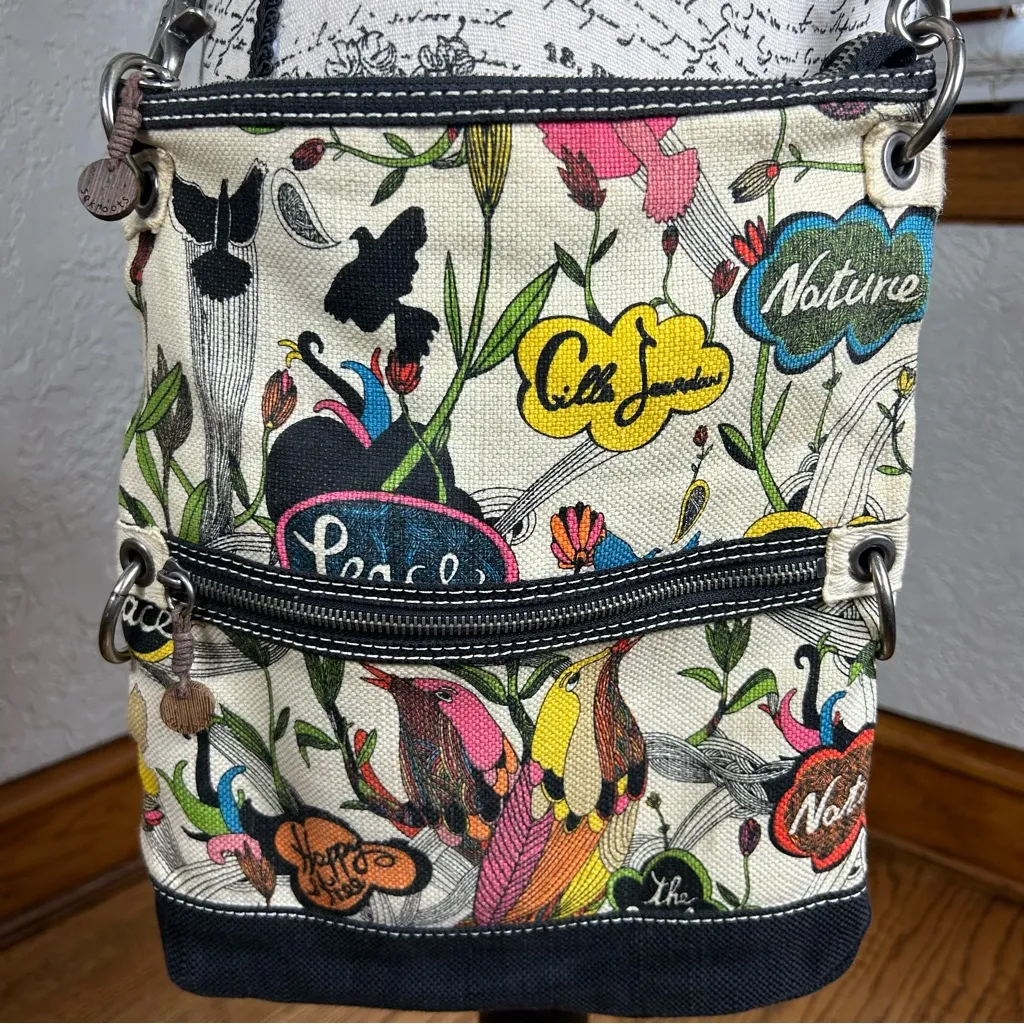 SAKROOTS Peace And Love Two In One Multi Colored Canvas Crossbody Purse - Image 8