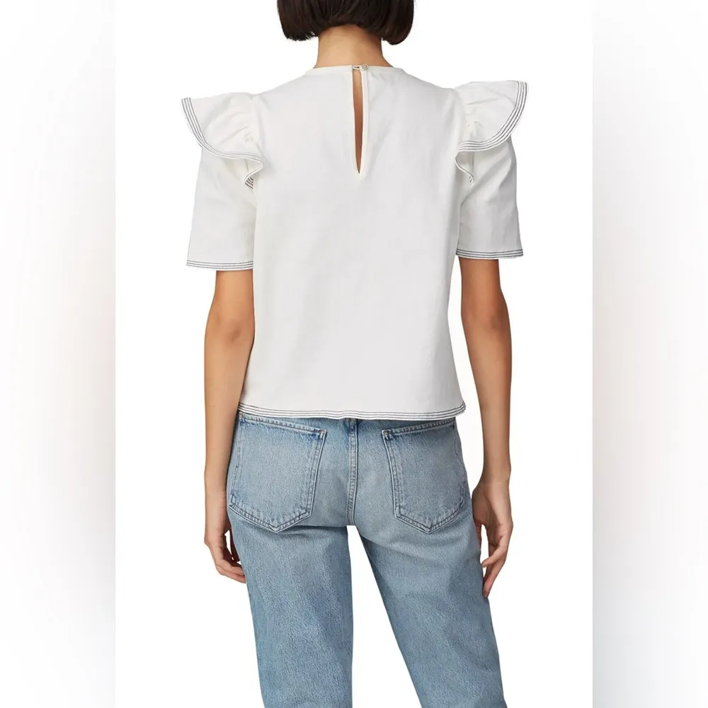 Saylor Harriette Denim Ruffle Top Size Small - Image 8