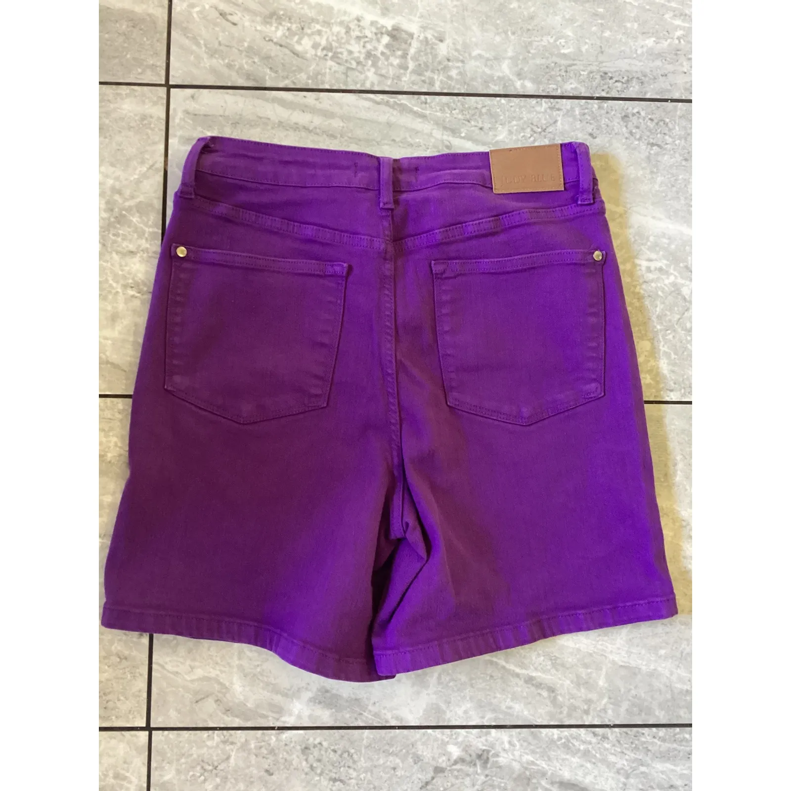 Judy Blue Purple Garment Dyed High Waisted Denim Shorts Women's XL - Image 2