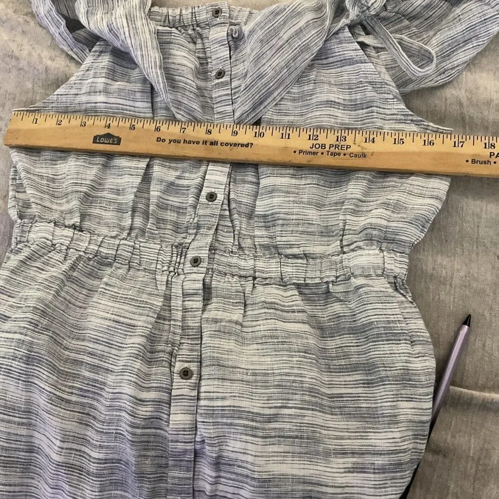 New!! Lucky Brand Large button-down pocket cold shoulder linen dress ruffle midi - Image 12