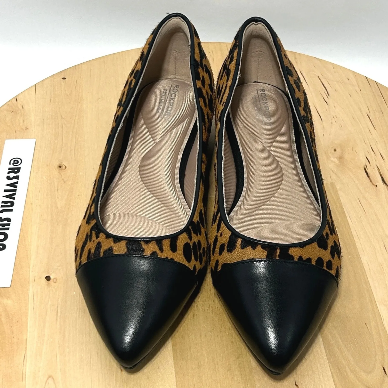 Rockport Kenziely Total Motion Leopard Calf Hair Leather Dress Flats NWOB - Image 4