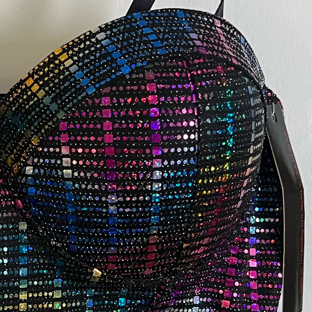 Colorful Sequin Bustier Top Black Size XL - Image 3