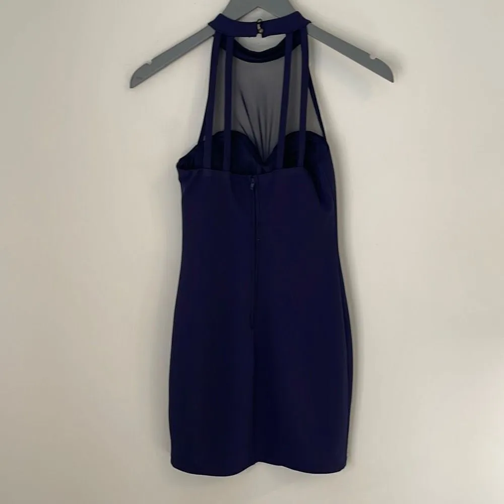 Speechless Juniors' Illusion Contrast Bodycon Dress‎ Mini Zip Navy Blue Size 3 - Image 3