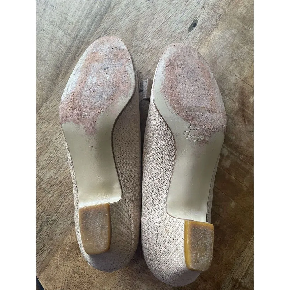 Rangoni Of Florence Italy women Size 6.5 leather Fabrics Bow Tie pump Shoes Tan - Image 6