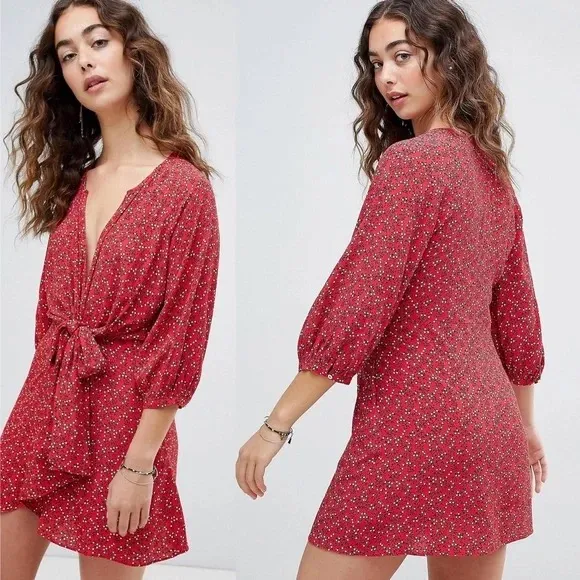 Free People Clara Wrap Floral Tie Front Dress - Image 2