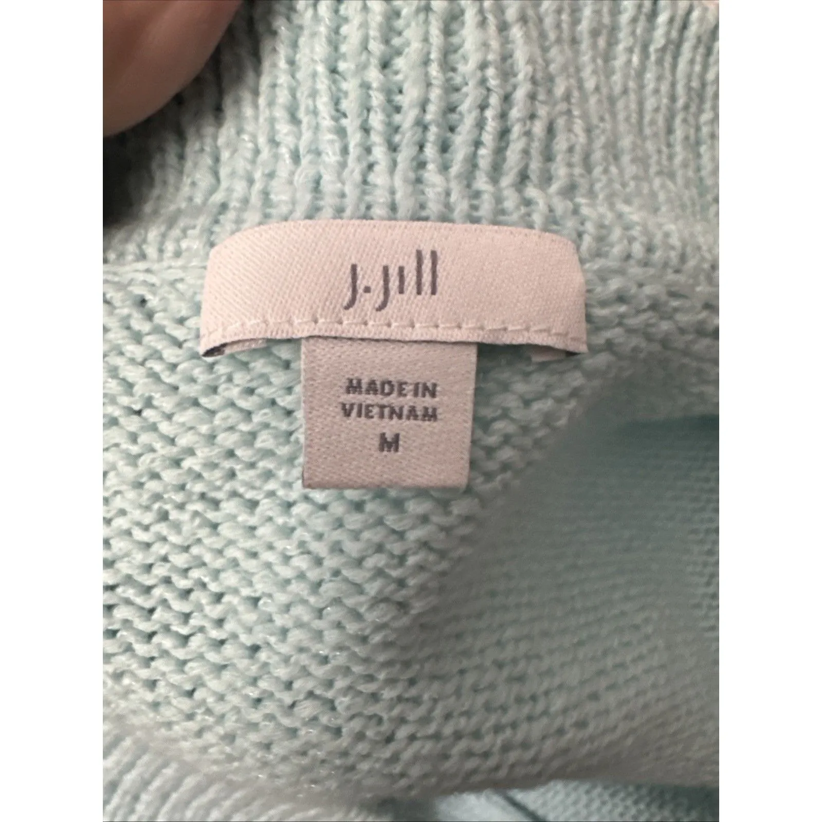 J. Jill Size M Aqua Blue Long Sleeve Cotton Blend Cardigan Lightweight - Image 4