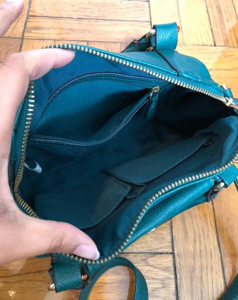 Leather Crossbody Purse Green - Image 4