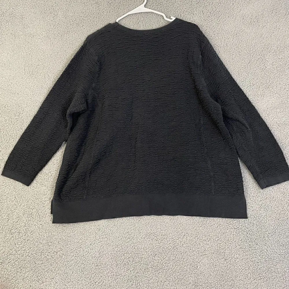Pure‎ Jill Sweater Women XL Black Textured Pullover Crewneck w/pockets Size undefined - Image 6