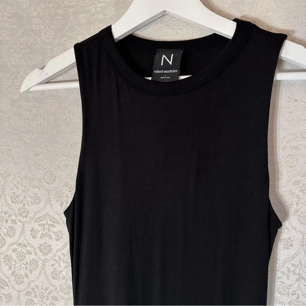 Naked Wardrobe Black Body Con Sculpting Shaping Double Lined Maxi Dress Small - Image 3