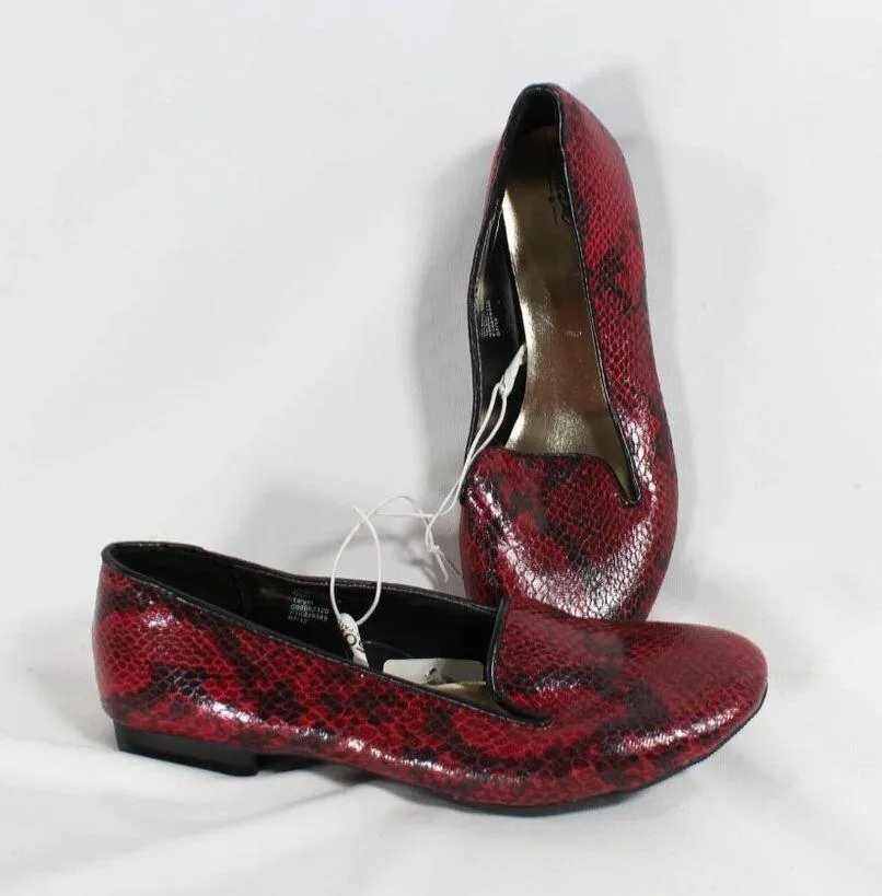 NWT Mossimo Burgundy & Black Snakeskin Loafer Flats Women's Size 8 1/2 Red - Image 3