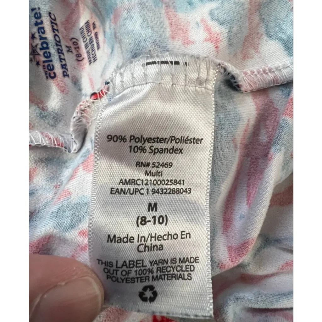 Way To Celebrate Patriotic Tie Dye Fireworks America Cropped Soft Leggings White Size M - Image 5