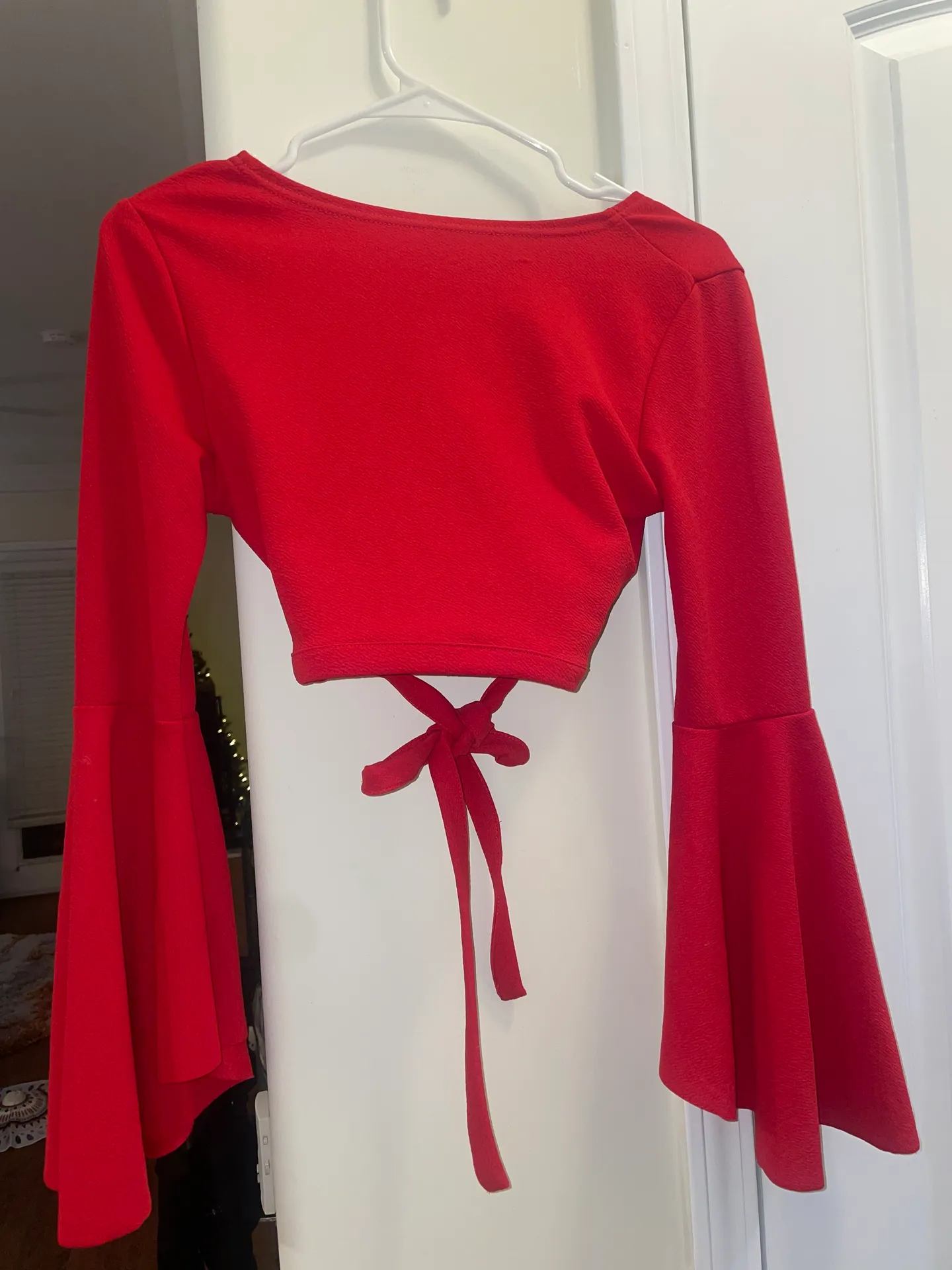 Bell Sleeve Wrap Top Red - Image 2