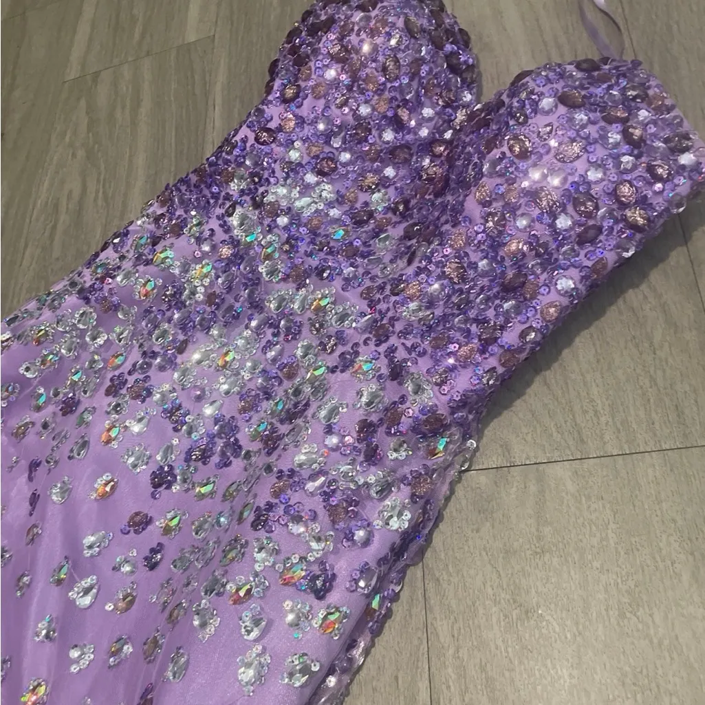 Mori Lee Lilac Sequin Dress - Image 2