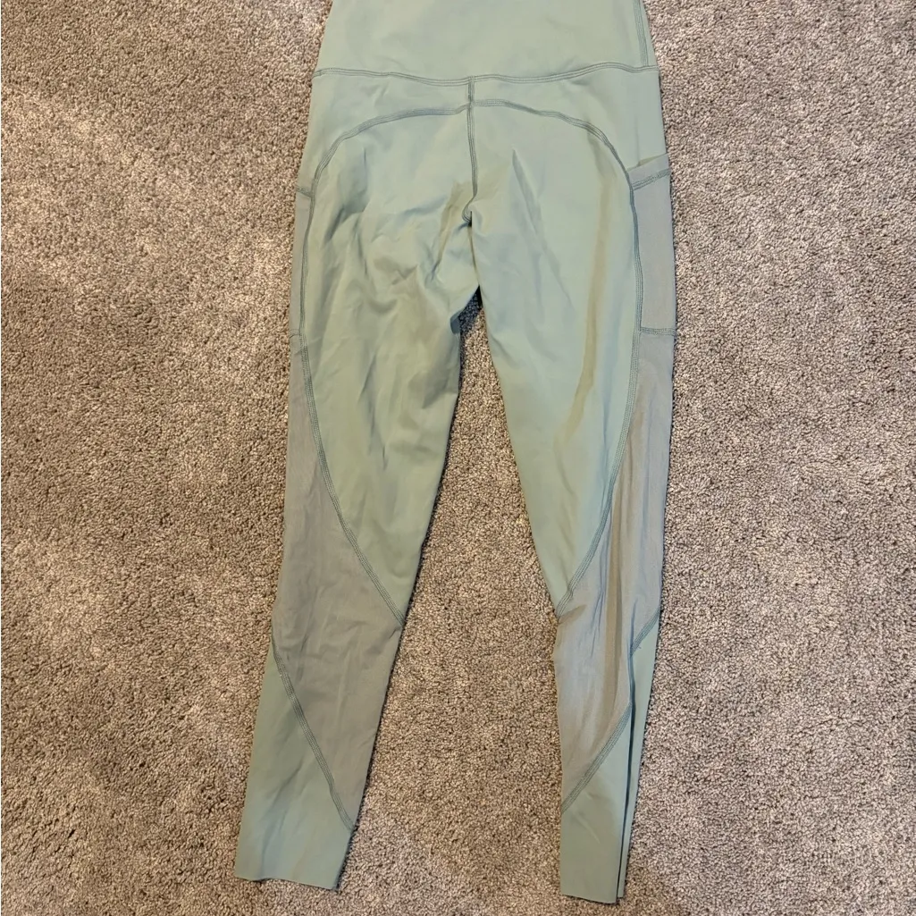 💜 Aerie Light Green Mint Teal Leggings with Mesh Design - Image 6