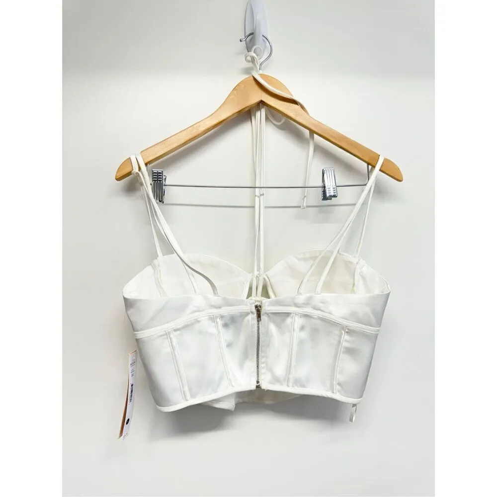 AQUA Corset Top Size Medium White Bustier Halter Cropped Sleeveless NWT - Image 5