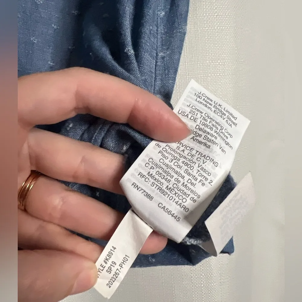 Madewell Chambray Eyelet V Neck Tie Top Small - Image 11