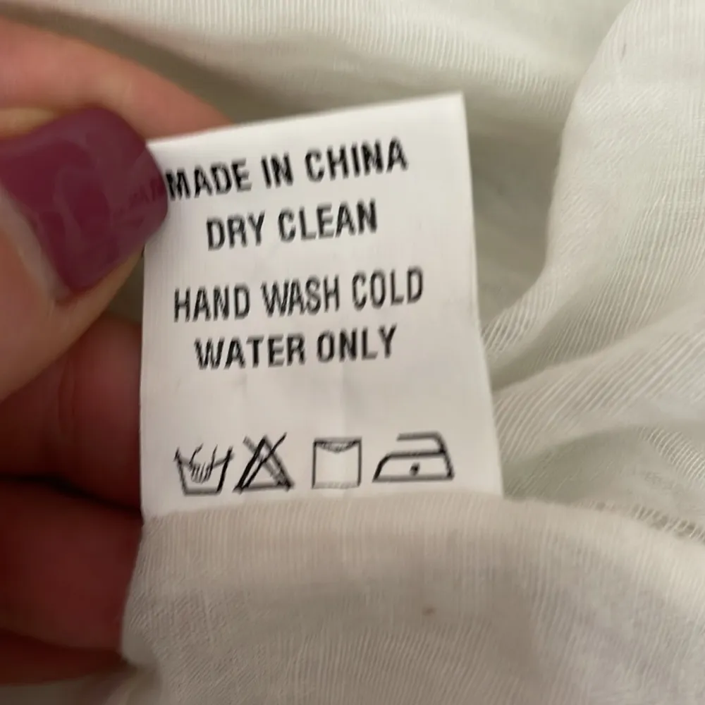 Off-White Eyelet Sheer Lightweight Knee Length Short Sleeve Dress L - Image 13