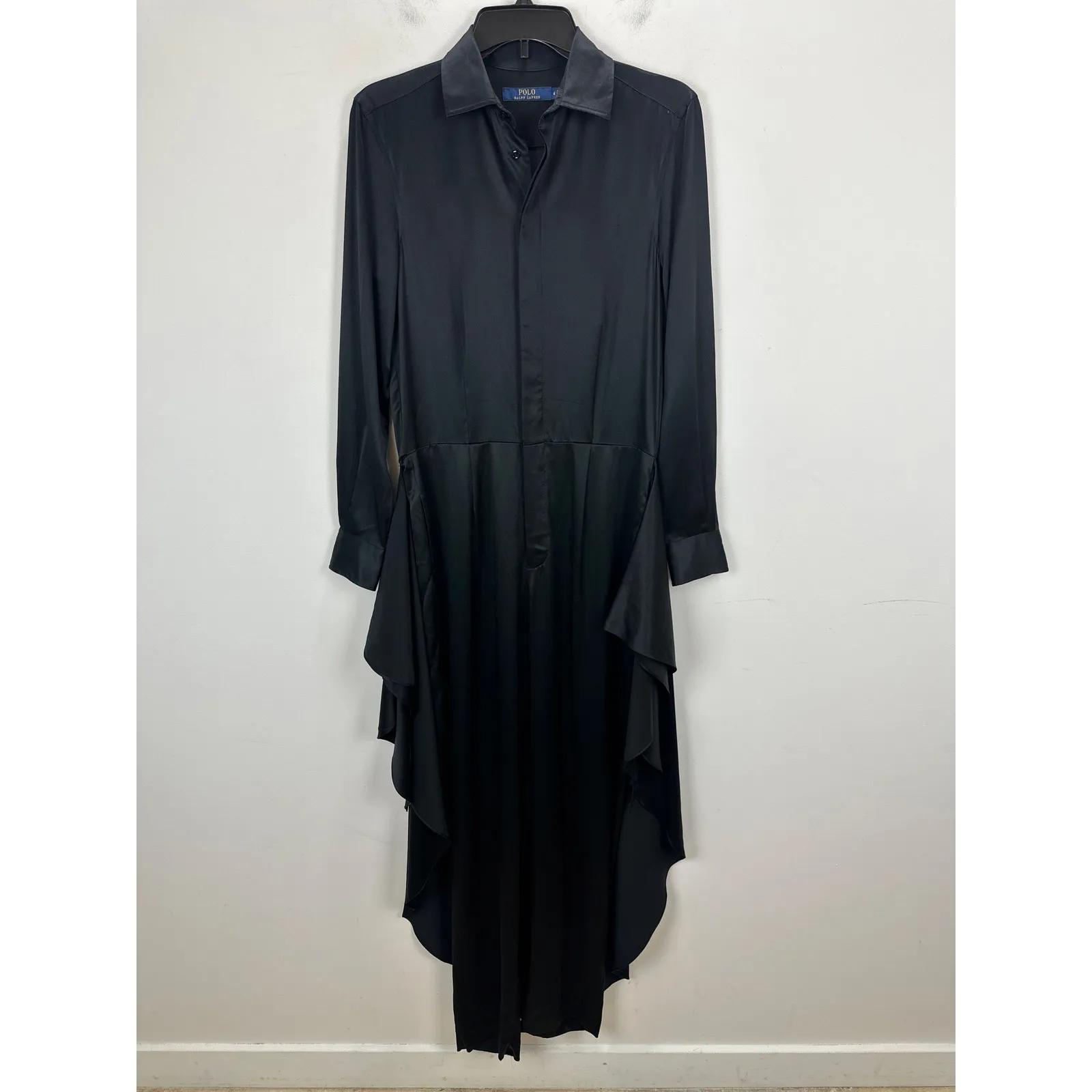 Polo Ralph Lauren Alai Silk Wrap Jumpsuit Long Sleeve Formal Evening Black US 4 - Image 7