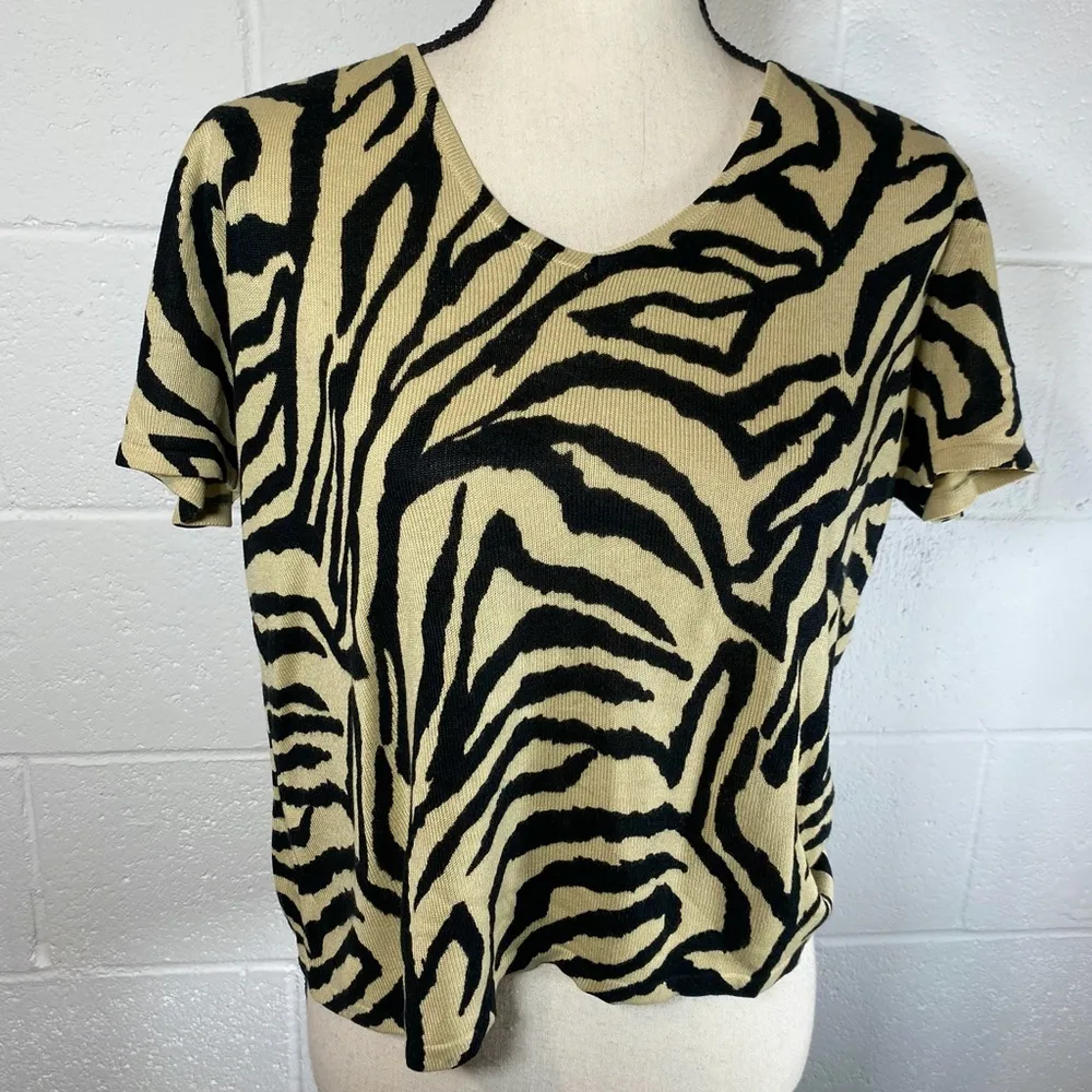 Requirements Tiger Striped Short Sleeve Blouse - Image 2
