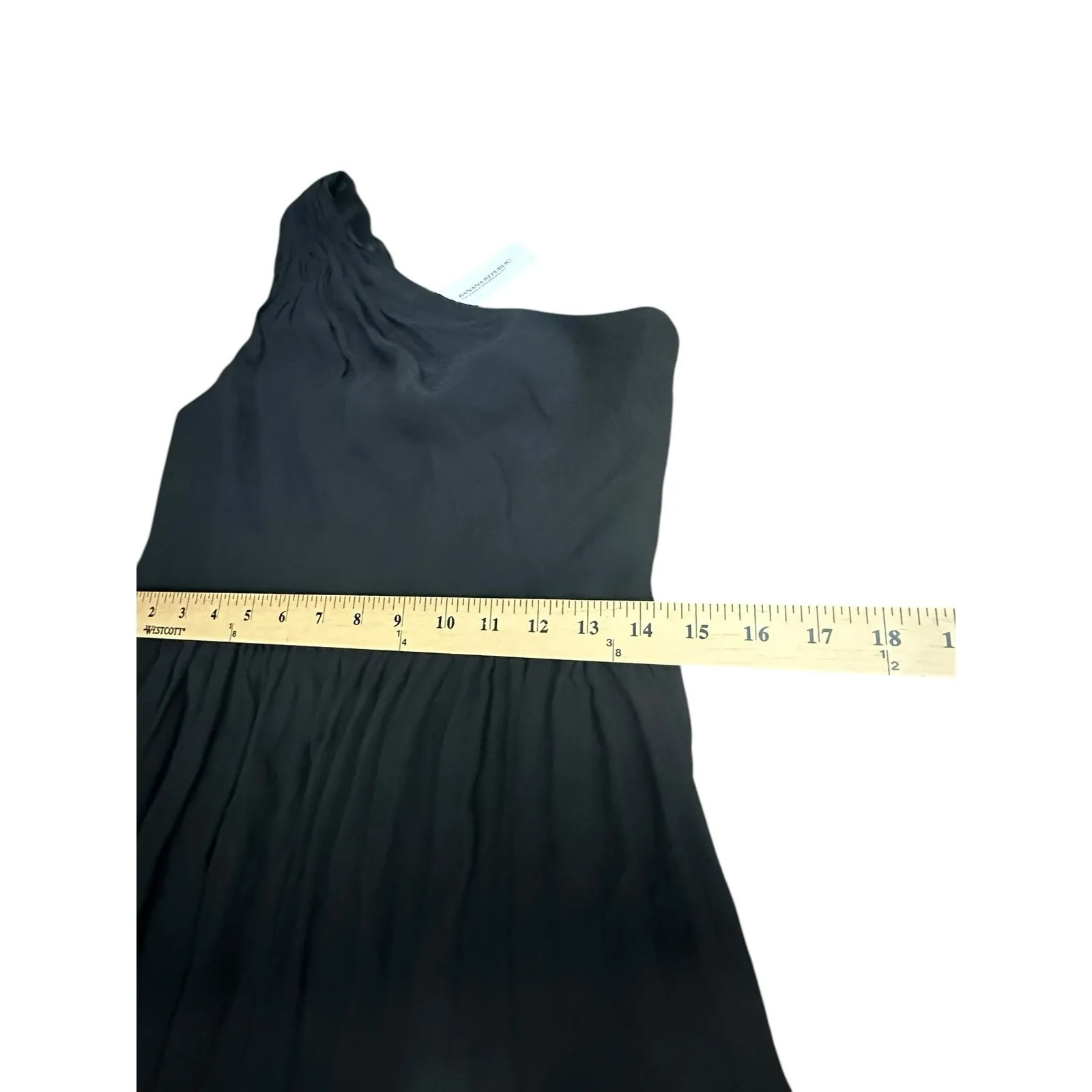 NWT Banana Republic 100% SILK‎ Black One Shoulder Size 6 MIDI Dress $168 #AA4-3 - Image 7