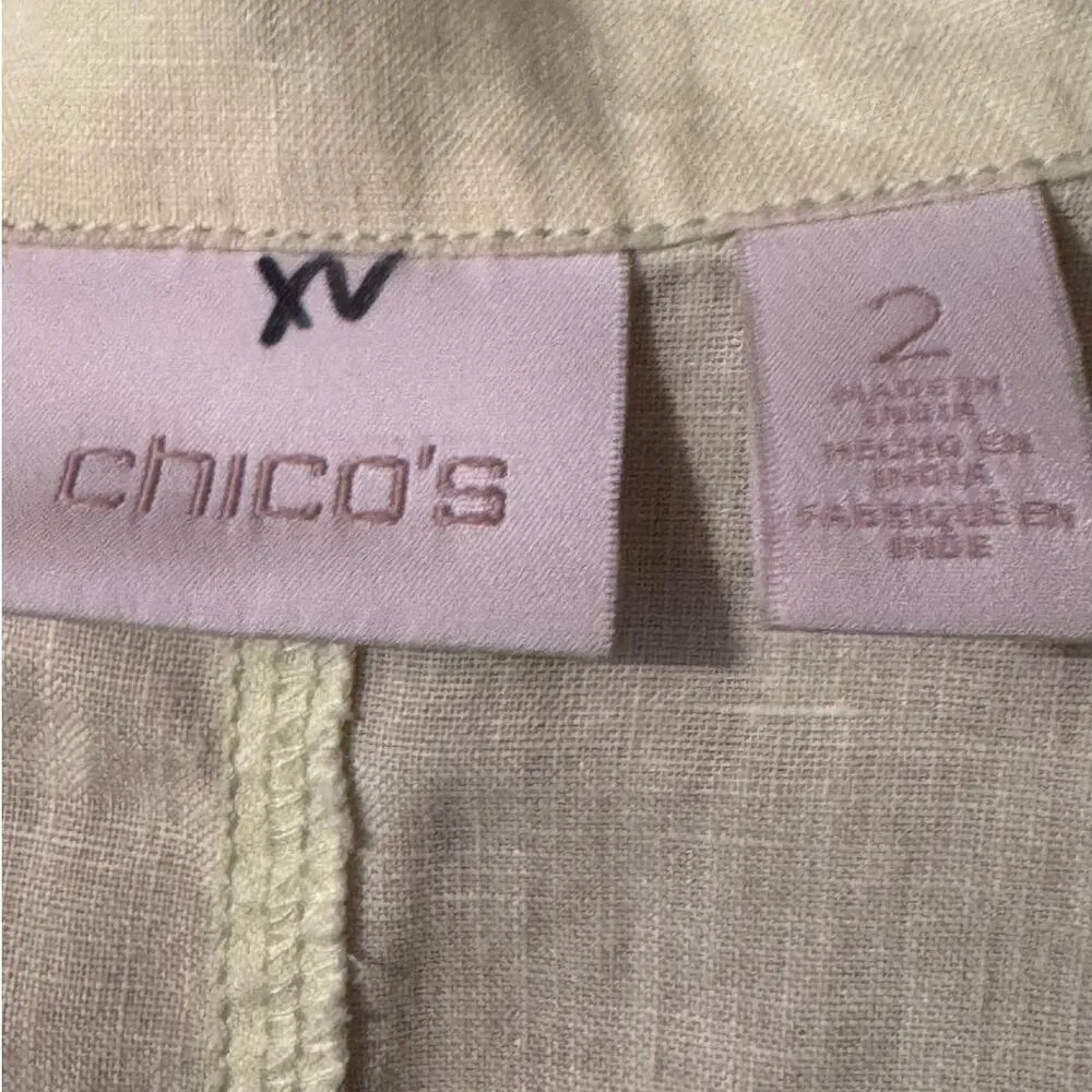 Chico's 2/L Lime Jacket 100% Linen button front lightweight Easter Spring - Image 3