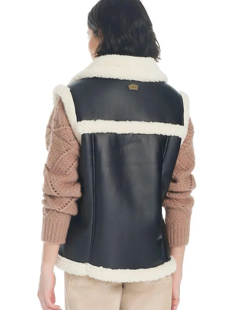 Faux Leather and Sherpa Vest - Image 2