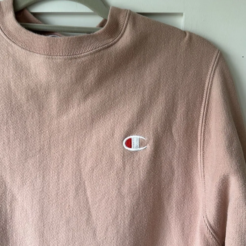 Champion Pullover Salmon Pink Size Small 90s Sweatshirt Long Sleeve‎ Logo - Image 2