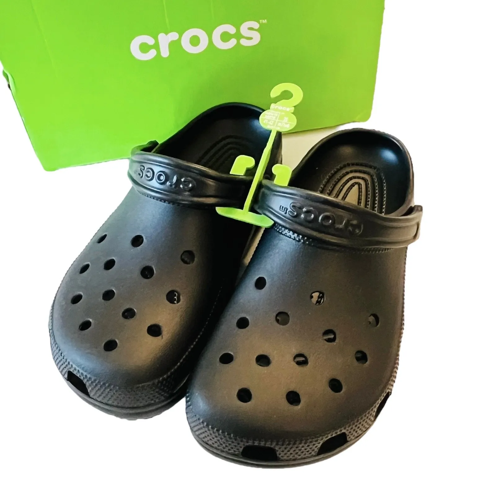 Black Crocs Shoes Mens 8 Clogs Women's 10, EU 41, UK 7.5 Sandals Straps New Box - Image 2