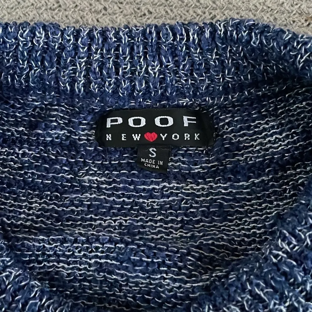Poof Navy Spacedye Cropped Crewneck Sweater Size Small - Image 5