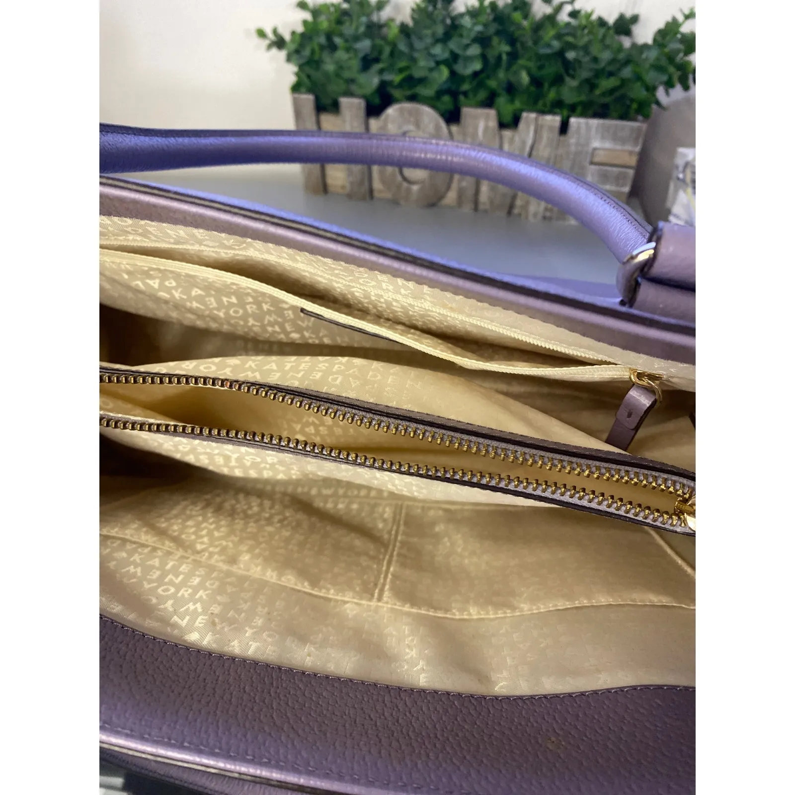 Kate Spade New York Wellesley Elena Lilac Leather Tote Bag Shoulder Handbag Purple - Image 3