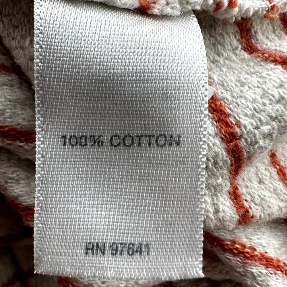 J. Jill Striped Long Sleeve Top Bateau Neck Side Slit Terry Cotton White Medium Orange - Image 3