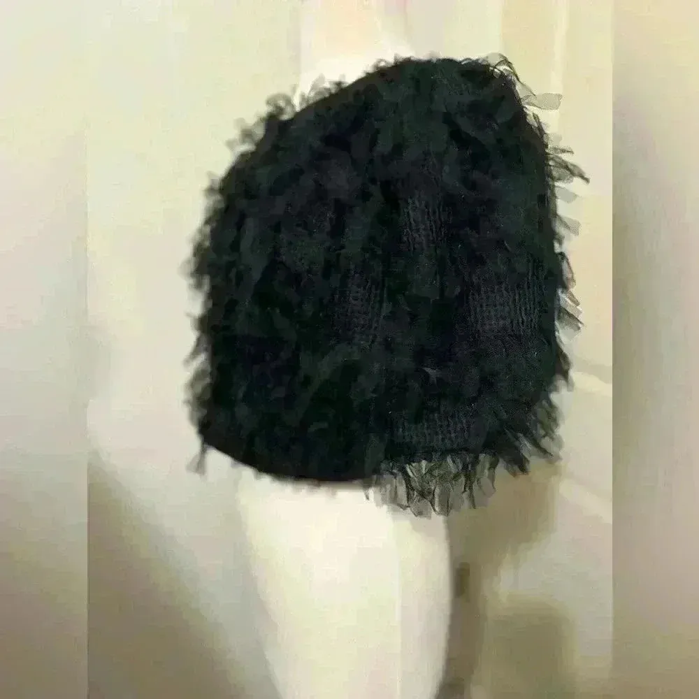 Endless Rose $90 Gridded Tulle Crop Top Black Short Sleeve Size Small Coquette - Image 4