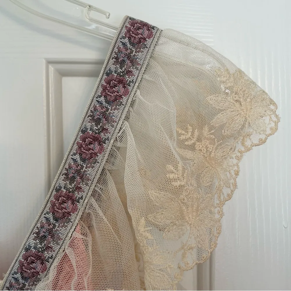 Vintage Vicky Vaughn Peasant Prairie Maxi Dress Sz M/L Lace Shoulder Pink Size M - Image 7