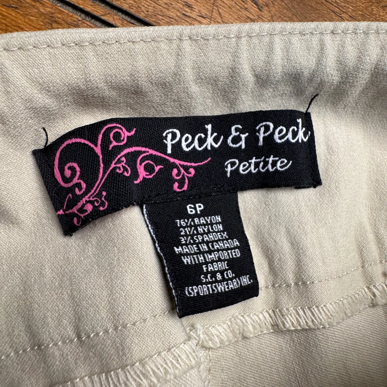 Peck & Peck Petite Khaki Tan Straight‎ Leg Pants Women's Size 6P Career Work - Image 5