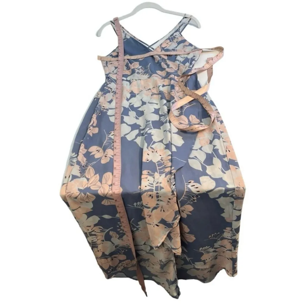 Astr the Label Midi Floral Wrap Dress Size Small Blue Strappy Lined V Neck Flowy - Image 10