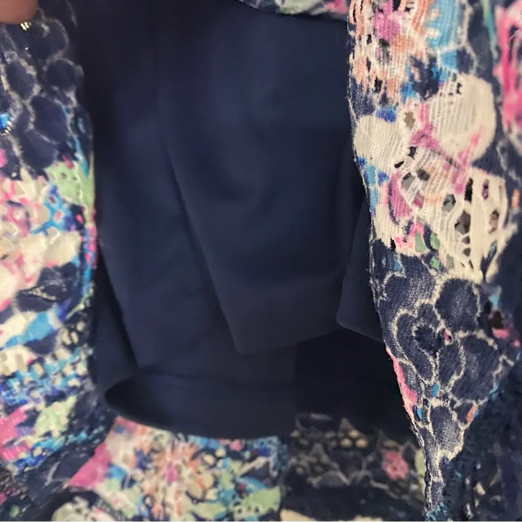 Y2K Candies Womens Mini Skirt XS 28” 30” Blue Eyelet Bright Multicolor Floral - Image 3