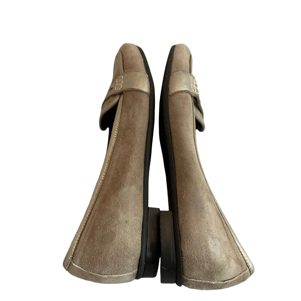 Attilio Giusti Leombruni AGL Taupe Suede Penny Loafers Flats Size 37 6.5 US Tan - Image 2