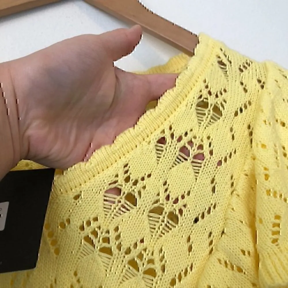 NEW NWT MARC NEW YORK Bright Yellow Sweater Cropped Cottagecore Boho 100% Cotton - Image 7