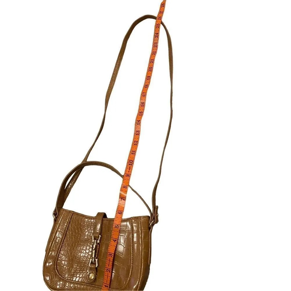 Brown Faux Leather Crossbody Shoulder Bag Purse Preppy - Image 13