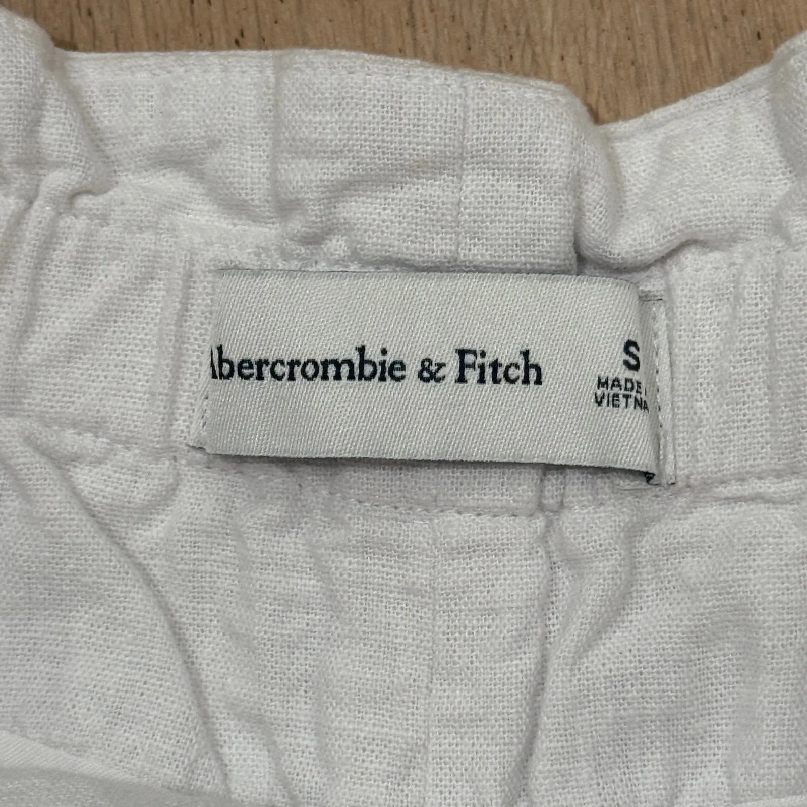 Abercrombie & Fitch Linen Blend Belted High Waist Shorts coastal‎ White Size S - Image 2