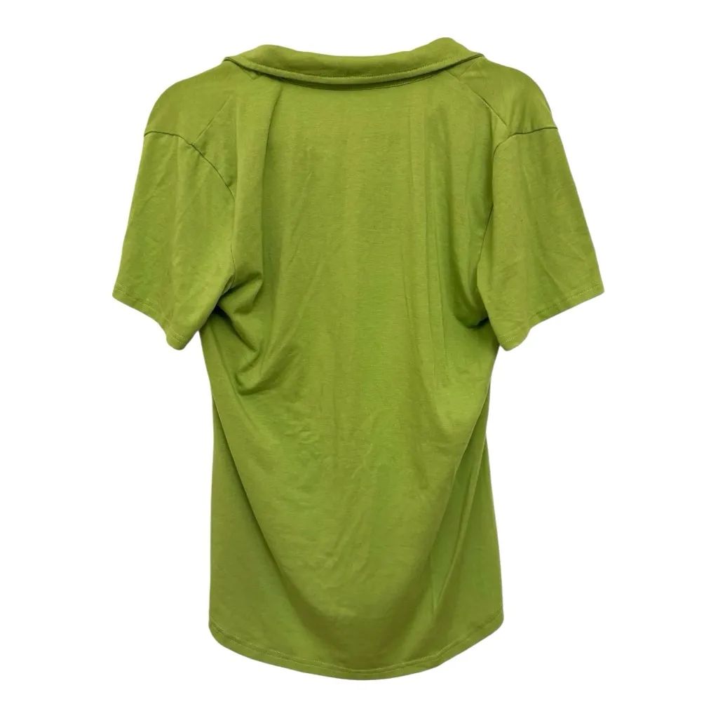 Chartreuse Green Soft Knit Polo Shirt Minimalist Casual Modern Elevated Basic M - Image 2