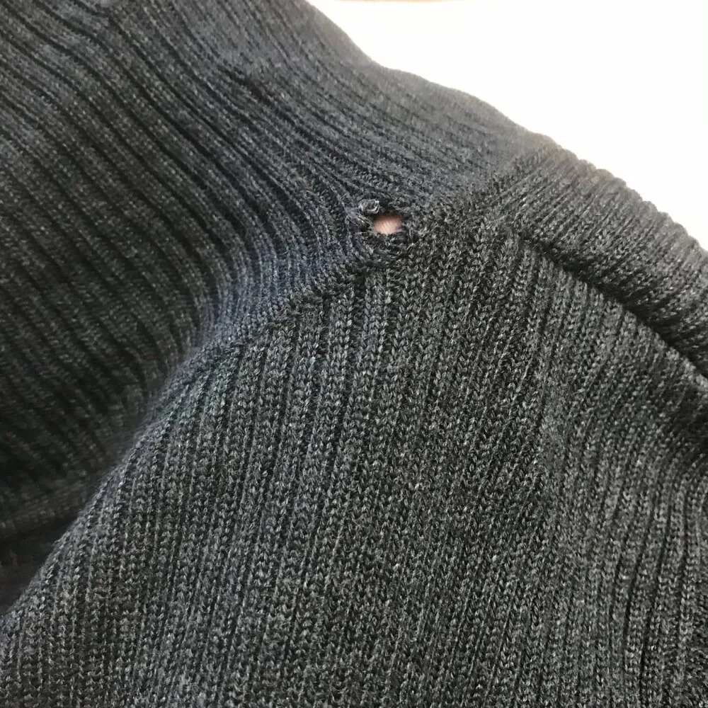 Calvin Klein Knit Sweater Dress Womens Medium Gray Cowl Neck Pleated Long Sleeve - Image 6