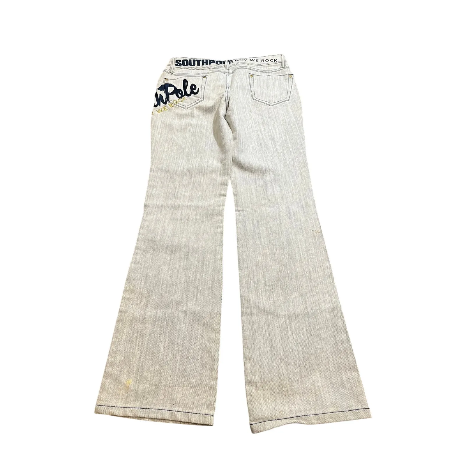 Vintage Y2K Womens SouthPole Jeans Why‎ We Rock Gray Denim Bootcut Flare 30 - Image 5