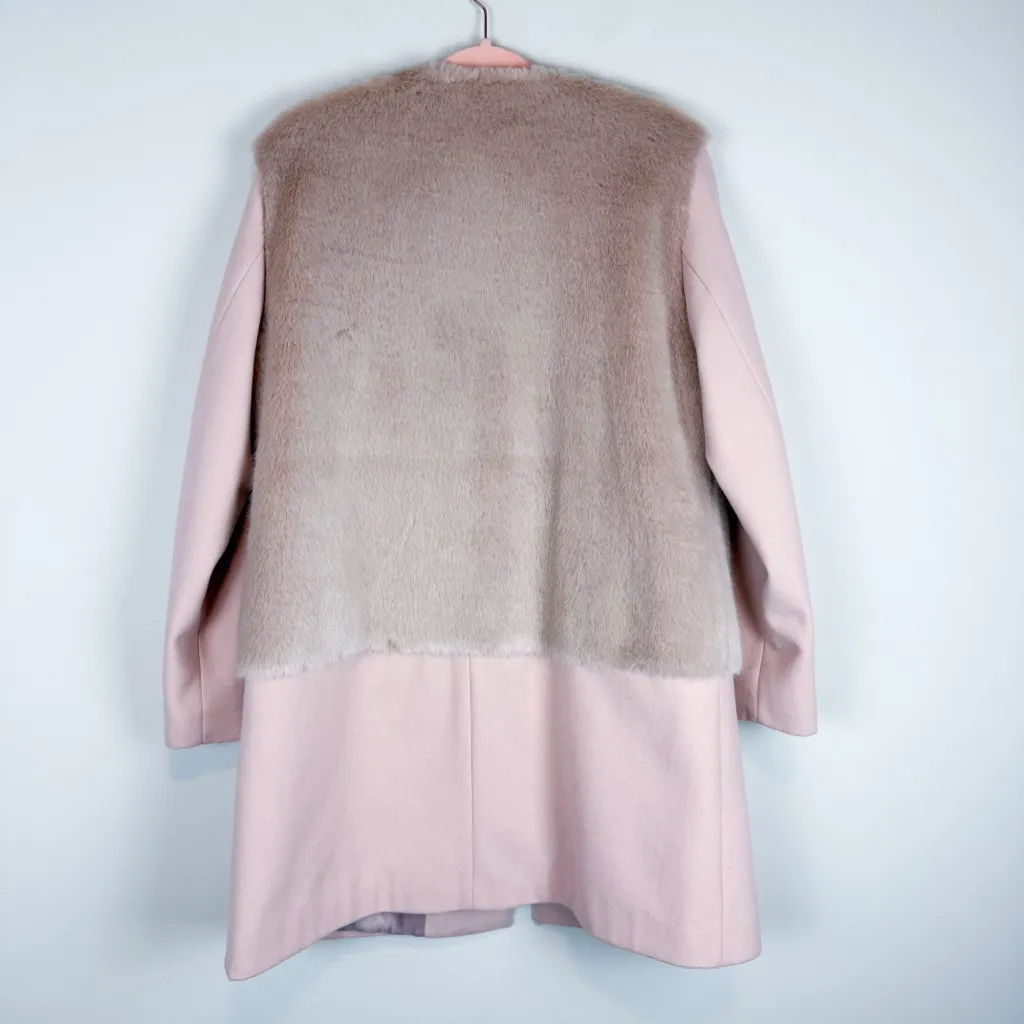 Zara Blogger Favorite Pink Faux Fur Wool Combination Jacket Coat Size XL Rare - Image 13