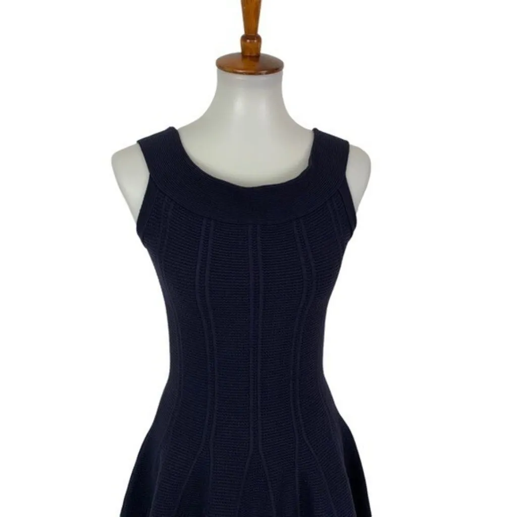 Eliza J Blue Knit Fit‎ And Flare Sleeveless Dress Small Elegant Stretchy Classic - Image 2