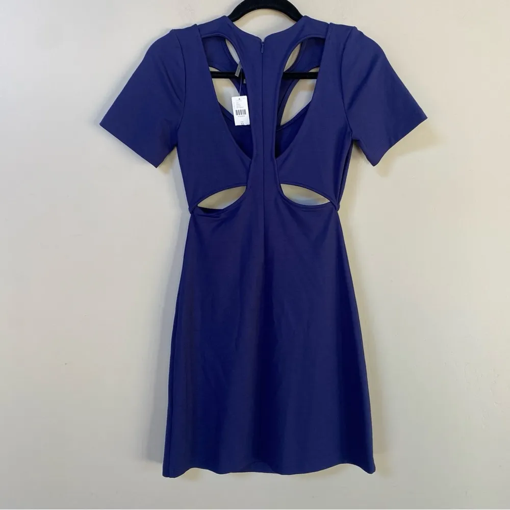 NWT by Anthropologie Ponte Cut-Out Navy Blue Short Sleeve Mini Dress Size XS - Image 5